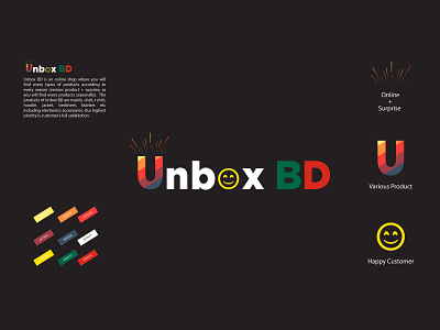 Explanation of Unbox Bd Logo app art brand branding clean color colorful concept creative design flat icon identity illustration logo minimal online product shop vector