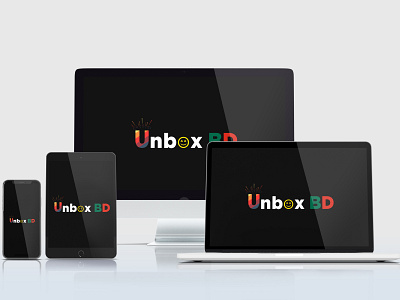 Unbox BD Logo on different devices 3d app art brand branding clean color concept creative design device flat icon identity illustrator logo minimal mockup simple vector