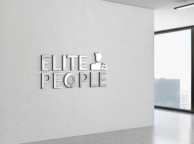 Elite People Logo on 3d Steel Mockup 3d app art brand branding business clean color concept creative decent design elite flat icon identity logo minimal steel vector