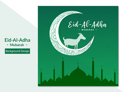 Eid al adha mubarak background with goat and mosque Free Vector
