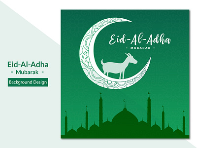 Eid al adha mubarak background with goat and mosque Free Vector 2d brand branding clean colour concept creative design eid eid al adha eid mubarak identity illustration minimal mockup qurban simple social ui ux