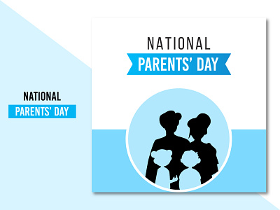 National parents' day design with blue and white background free banner brand branding clean concept creative design flat illustration modern parents poster social media ui ux