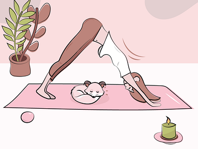 Downward Dog Yoga With My Little Dog design drawing girl illustration illustration vectorart yoga yoga pose