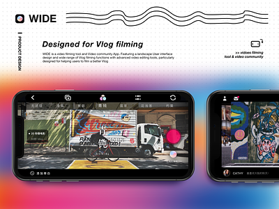 WIDE - Vlog filming tools app branding camera app design interaction design product design ui user experience userinterface ux