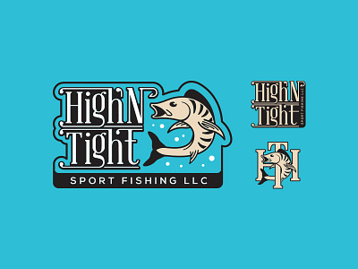 High 'N Tight Logos fish fishing hook logo lure sport sports fishing typography vector wahoo water
