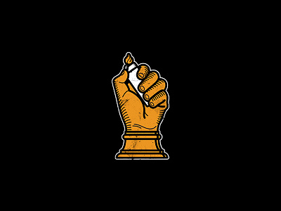 Lighten Up fire fist flame hand icon illustration lighter logo statue