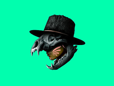 Fossilitas No. 1 archaic bear face paint fnaf fossil hat photoshop skull stump teeth woman