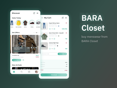 BARA Closet adobexd appdesign behance cart checkout clothes clothesshop dailyui dribbblers ecommerce gfxmob graphicdesignui shop ui uidesign userexperience userinterface ux