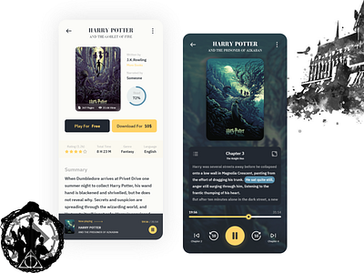 A-BOOK adobexd appdesign audiobook behance book dailyui download dribbblers e book free gfxmob graphicdesignui harrypotter nowplaying ui uidesign userexperience userinterface ux yellow