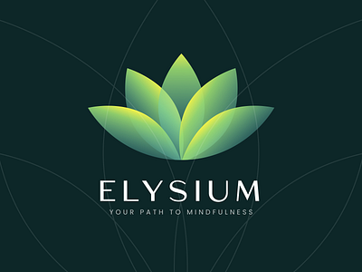 Elysium 3d animation branding flower font gradient graphic design green leaves line logo logodesign motion graphics paradise spa ui