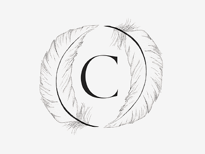 Final Logo black and white bw c circle dots feather logo mark pointillism ring