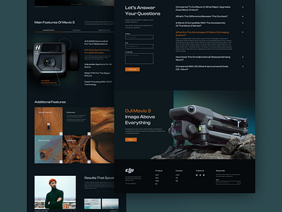 Landing page for DJI Mavic 3 concept dark design figma landing ui