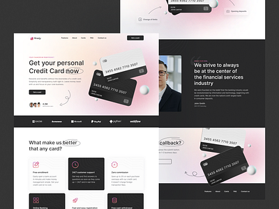 Credit card landing page concept design figma landing ui