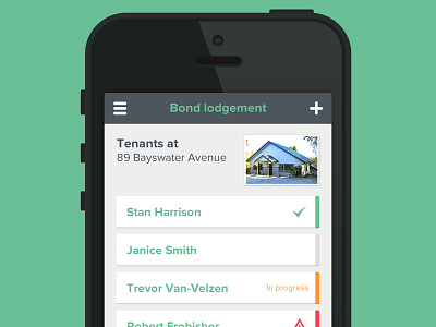 Bond lodgement app flat government house ios landlord tenant ui ux