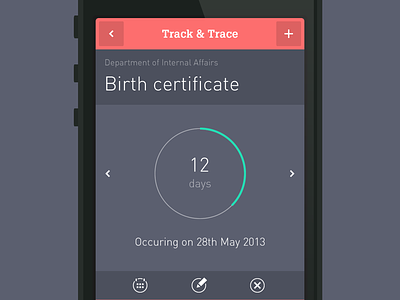 Track & Trace app application calendar count days down flat government ring time ui