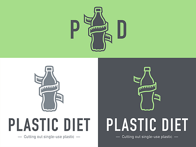 Plastic Diet Logo bottle eco flat green icon illustration logo measure tape vector