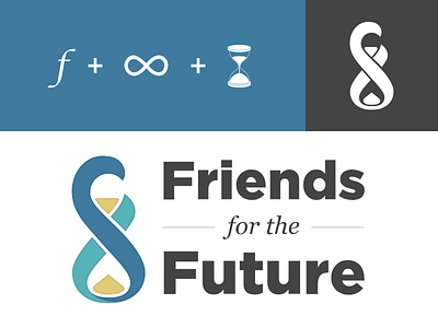 Friends for the Future logo f flat hourglass icon illustration infinity logo vector