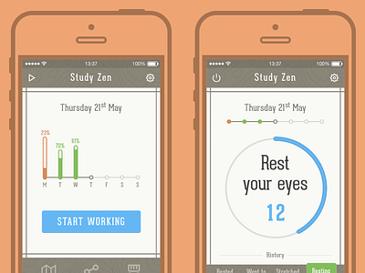 Study Zen app break eyes health notifications rest strain wood work
