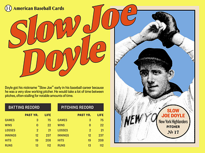 Slow Joe Doyle baseball branding card graphic design retro typography