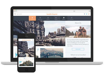 Invisible Footprints article blog explore flat ghost theme travel ui ux world