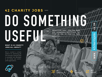 42 Charity Jobs Flyer astronaut brochure charities dark earth editorial flyer moon print space type typography