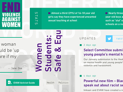 EVAW design elements activism against campaign charity end statistic ui ux violence web website women