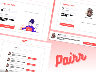 Pairr - Sign up and Search pages design ui ux web