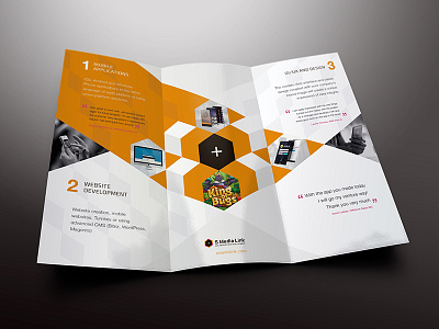 SMediaLink Tri-fold Brochure brochure clean design editorial fold leaflet logo minimal mockup trifold typography