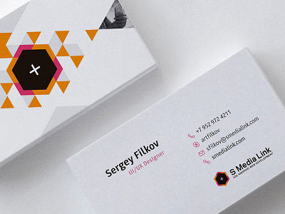 SMediaLink Business Cards branding business business card card design layout logo logotype pink yellow