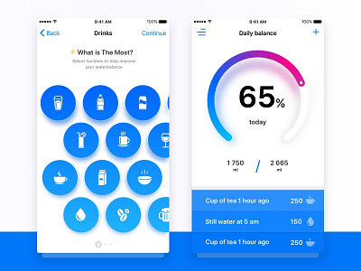 Water balance app app clean design illustration interaction interface ui ux
