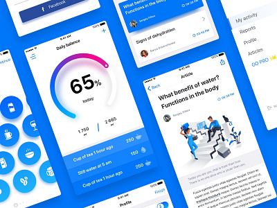 Water balance app app clean design flat illustration interface ui ux web