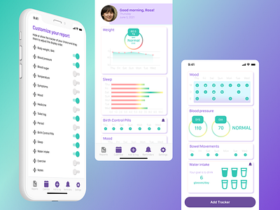 Personalized Health Tracker blood pressure daily ui health tracker ios app ios app design iphone iphone 11 pro mobile app sleep tracker ui ux ui design uidesign uxdesign water intake weight loss weight tracker