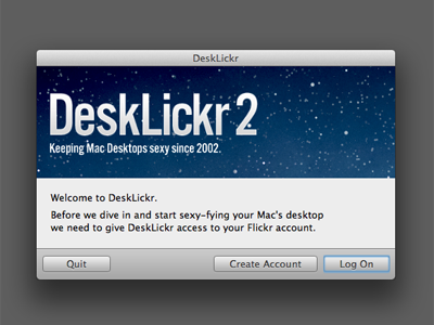 DeskLickr Welcome Window