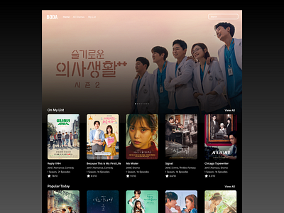 Design Challenge: BODA (보다), K-Drama Streaming Service adobe photoshop adobe xd korean korean drama media player streaming service ui user interface web design