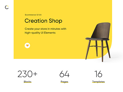 Creation Shop UI Kit chair ecommerce furniture minimal shop sketch theme ui ui kit web web design