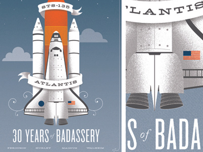 STS-135 Atlantis nasa poster print rocket screenprinting shuttle space type
