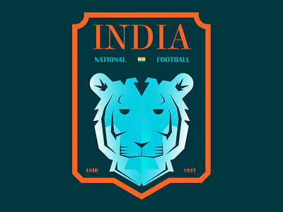 Indian Football Team Badge blue india soccer tigers