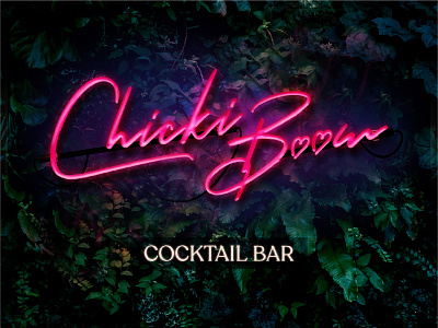 Chicki Boom Cocktail Bar Logo Neon artdirection brandidentity branding cocktail bar logo logodesign neonlogo