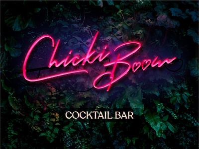 Chicki Boom Cocktail Bar Logo Neon