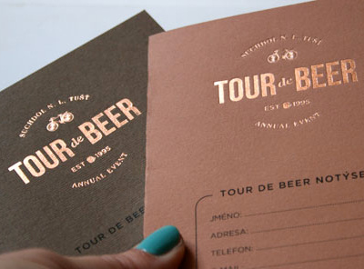 Tour de Beer hot foil logos