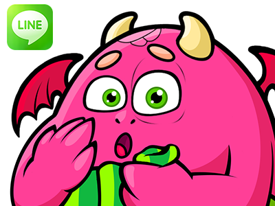 Fattie Dragon cartoon cute dragon emoji kawaii kik line pink sticker viber wechat