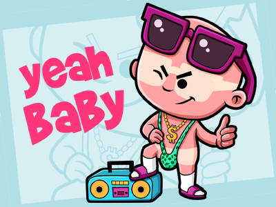Mankini Baby babies baby cartoon crazy funny kawaii line mankini stickers tanned