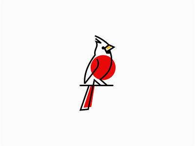 Cardinal Bird Logo animals bird branding cardinal design geometric icon identity illustration lines logo mark modern nature premium red sale sports symbol vector
