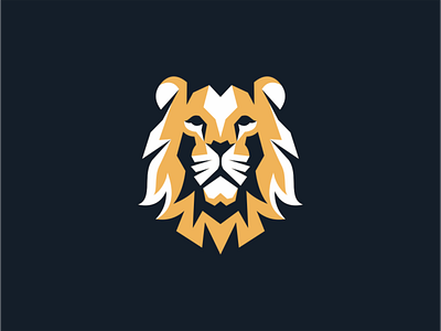 Lion animals design geometric identity king lion logo mark sports vector