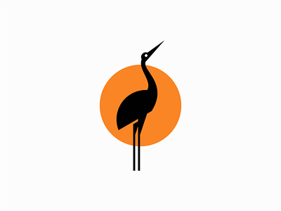 Crane animal animals bird branding crane design emblem geometric icon identity illustration logo mark modern nature premium sale symbol vector yellow