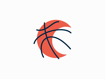 Basketball Moon ball basketball branding design emblem geometric icon identity illustration lines logo mark modern moon orange premium sale sports symbol vector