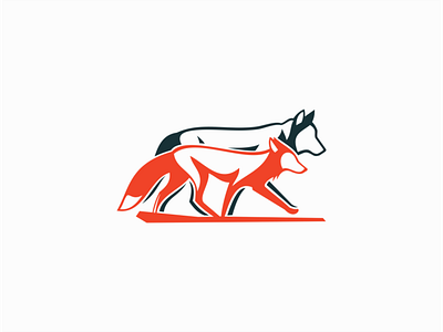 Fox and Wolf animal animal logo animals branding design fox identity illustration logo mark sale symbol vector wolf