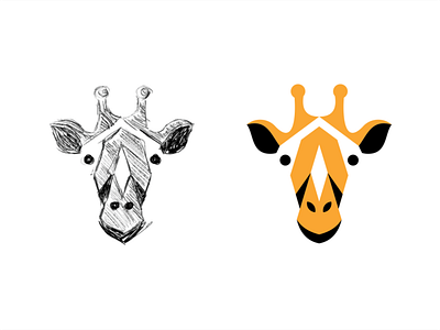 Giraffe sketch and final design animals branding design geometric giraffe identity illustration logo mark sale savanna sketch sketching symbol vector