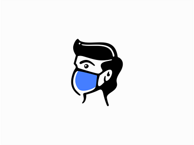 Man with face mask branding clean design emblem face graphic icon identity illustration logo man mark mask pandemic portrait premium protection sale symbol vector