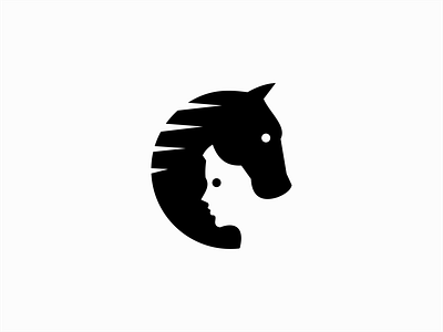 Horse and Person animals branding clean design emblem equine horse icon identity illustration logo man mark negative space person professional sale symbol unique vector